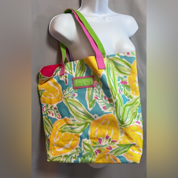 Lilly Pulitzer Tote‎ Bag  For Estee Lauder Pink Blue Yellow Green Lemon Beach - Picture 9 of 11